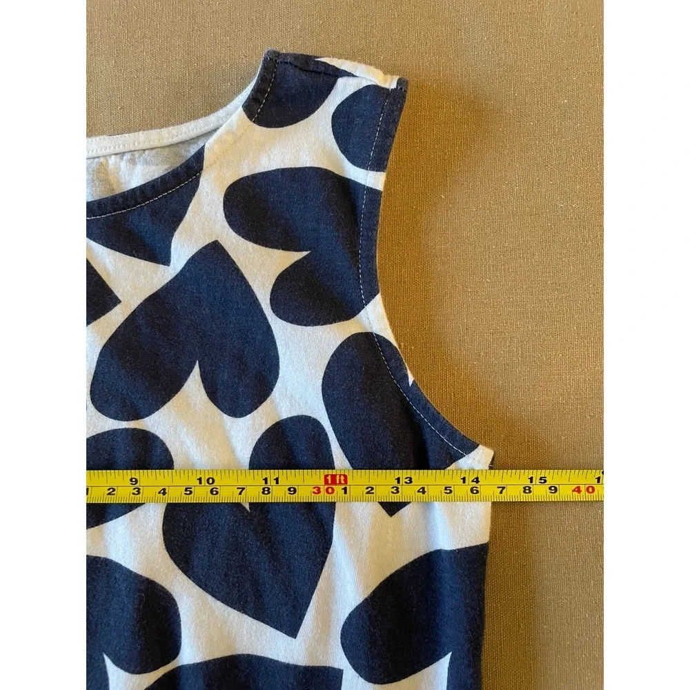 Primary Dress Girls Size 12 White with Blue Hearts Sleeveless Summer